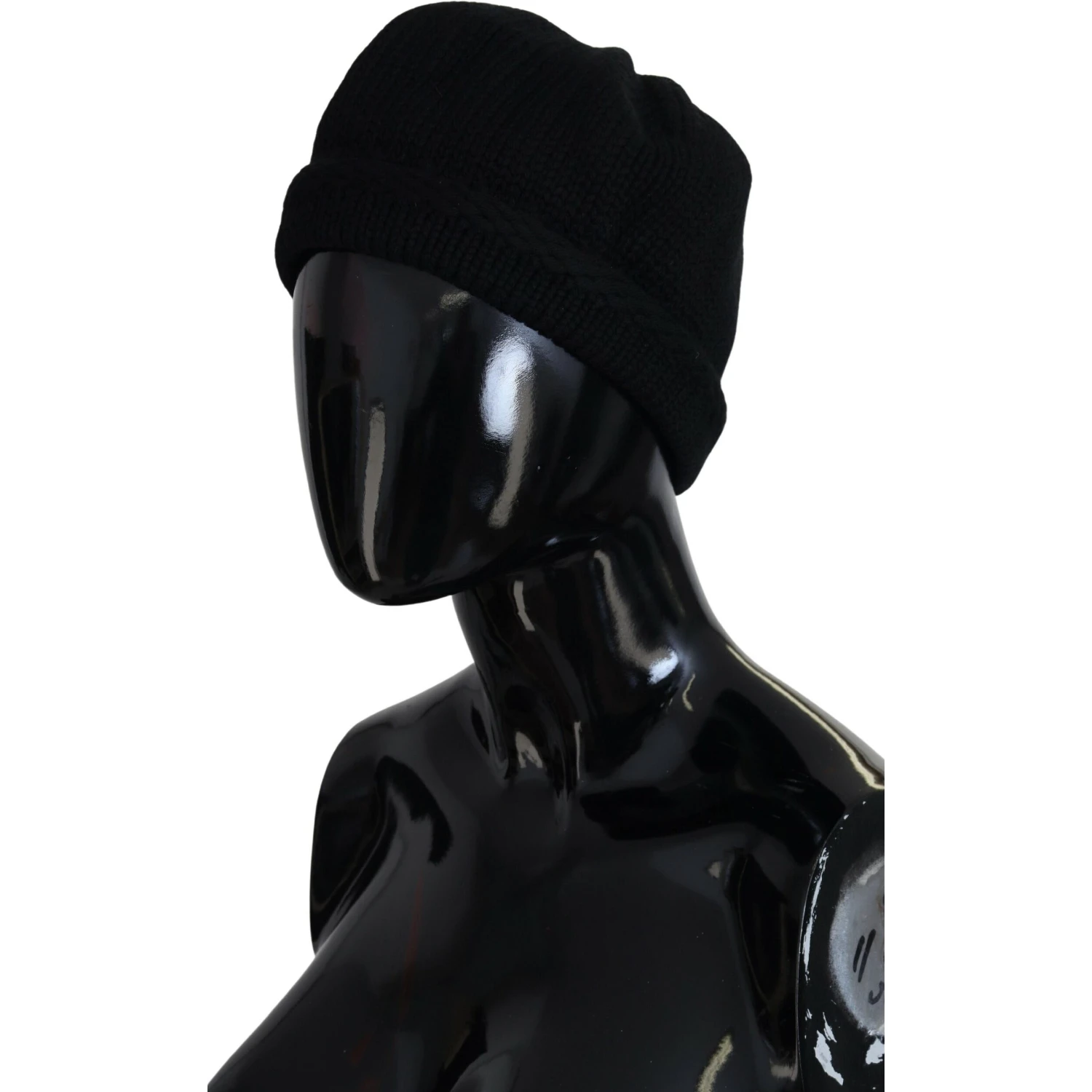 Black Virgin Wool Women Winter Beanie Cap Hat