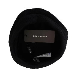 Black Virgin Wool Women Winter Beanie Cap Hat