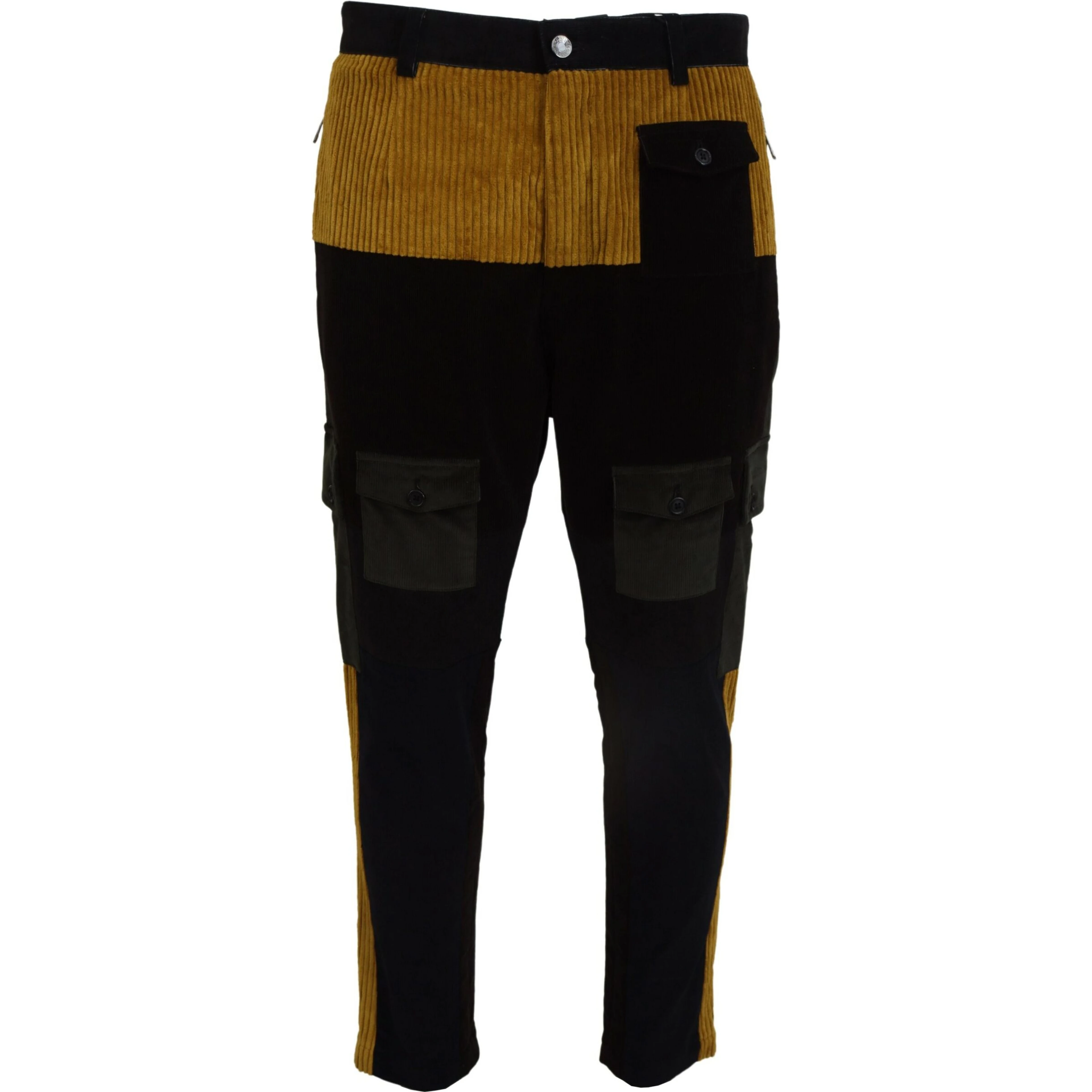Black Yellow Cotton Men Pants
