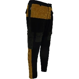 Black Yellow Cotton Men Pants