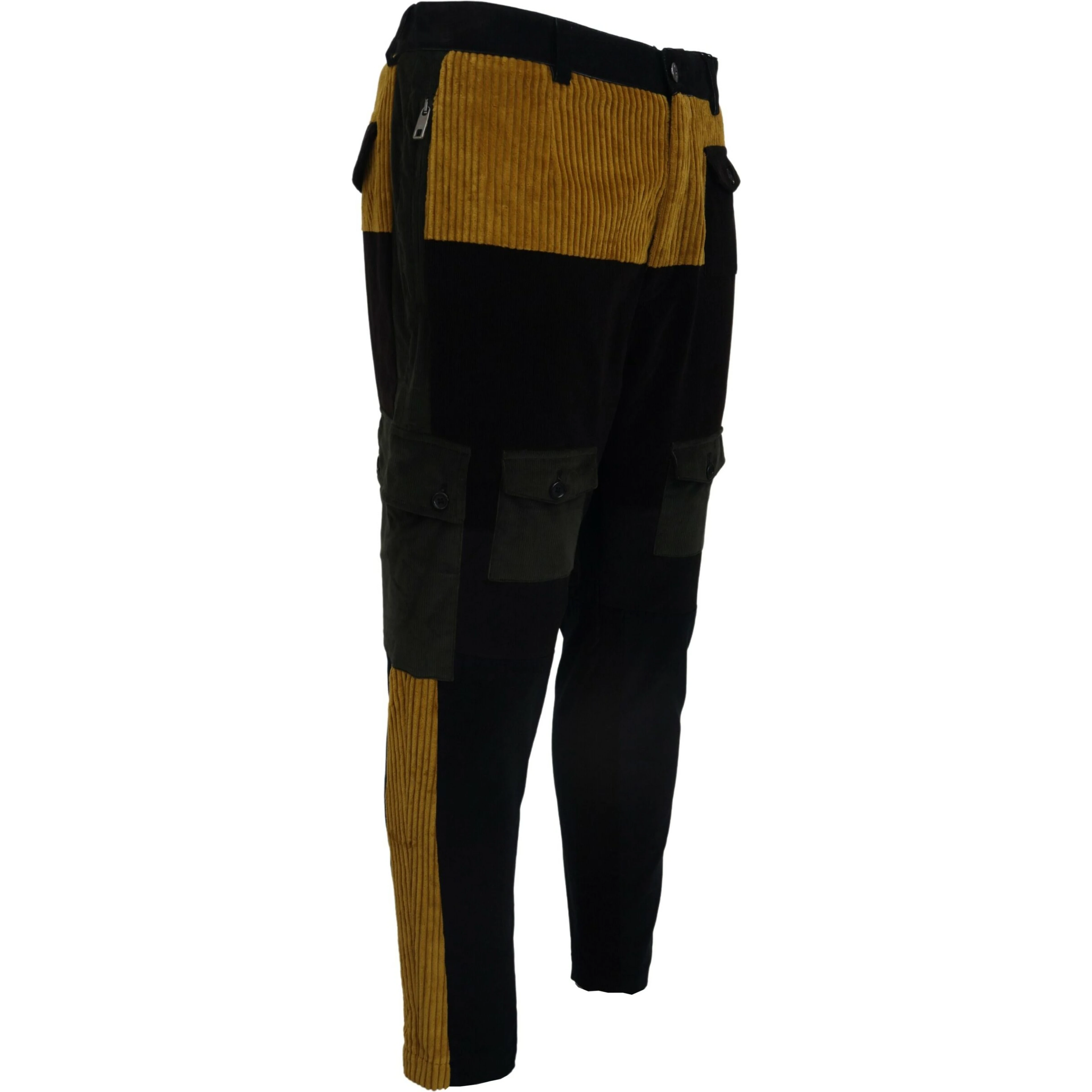 Black Yellow Cotton Men Pants