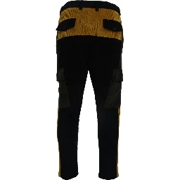 Black Yellow Cotton Men Pants