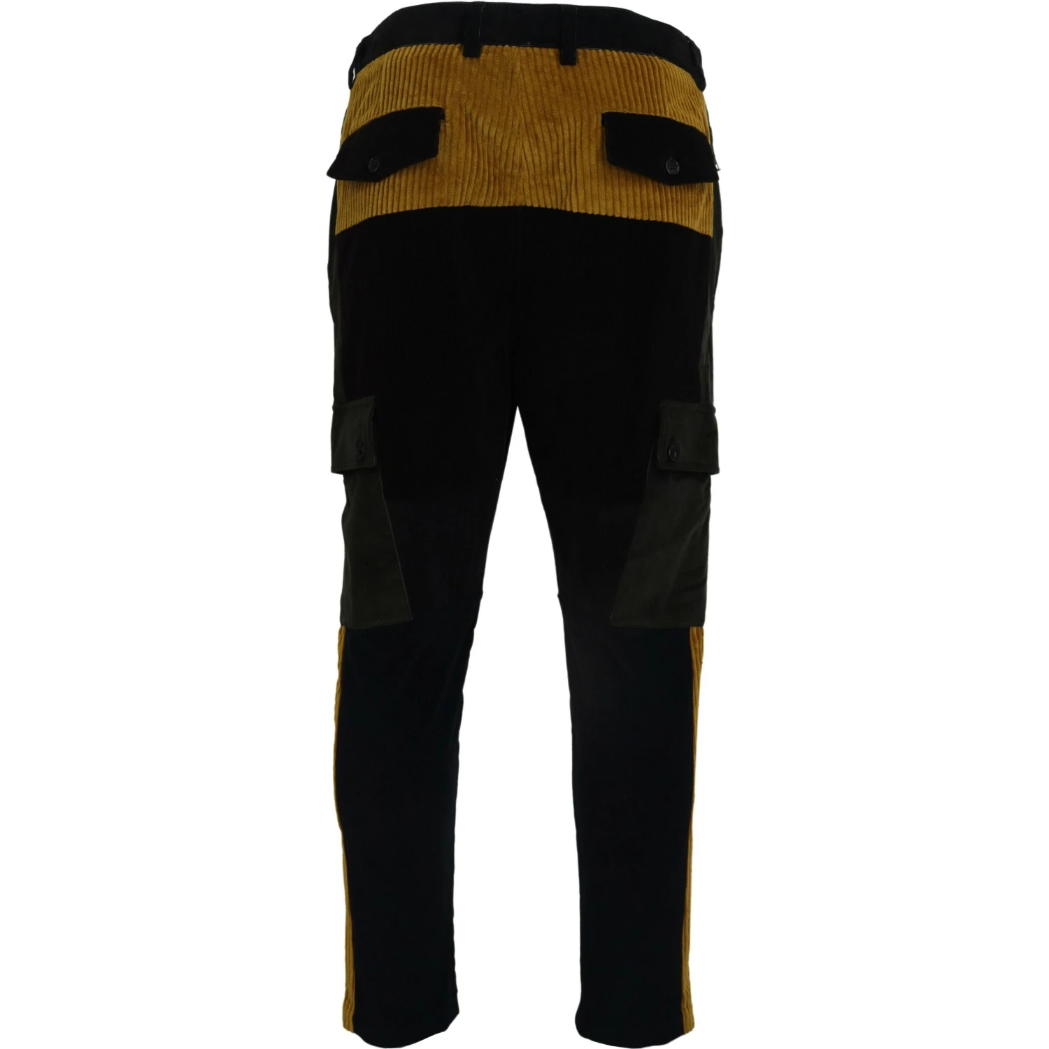 Black Yellow Cotton Men Pants