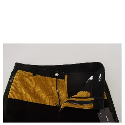 Black Yellow Cotton Men Pants