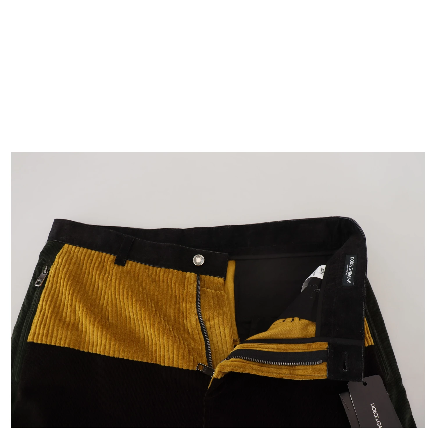 Black Yellow Cotton Men Pants