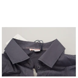 Gray Printed Long Sleeves Collared Top