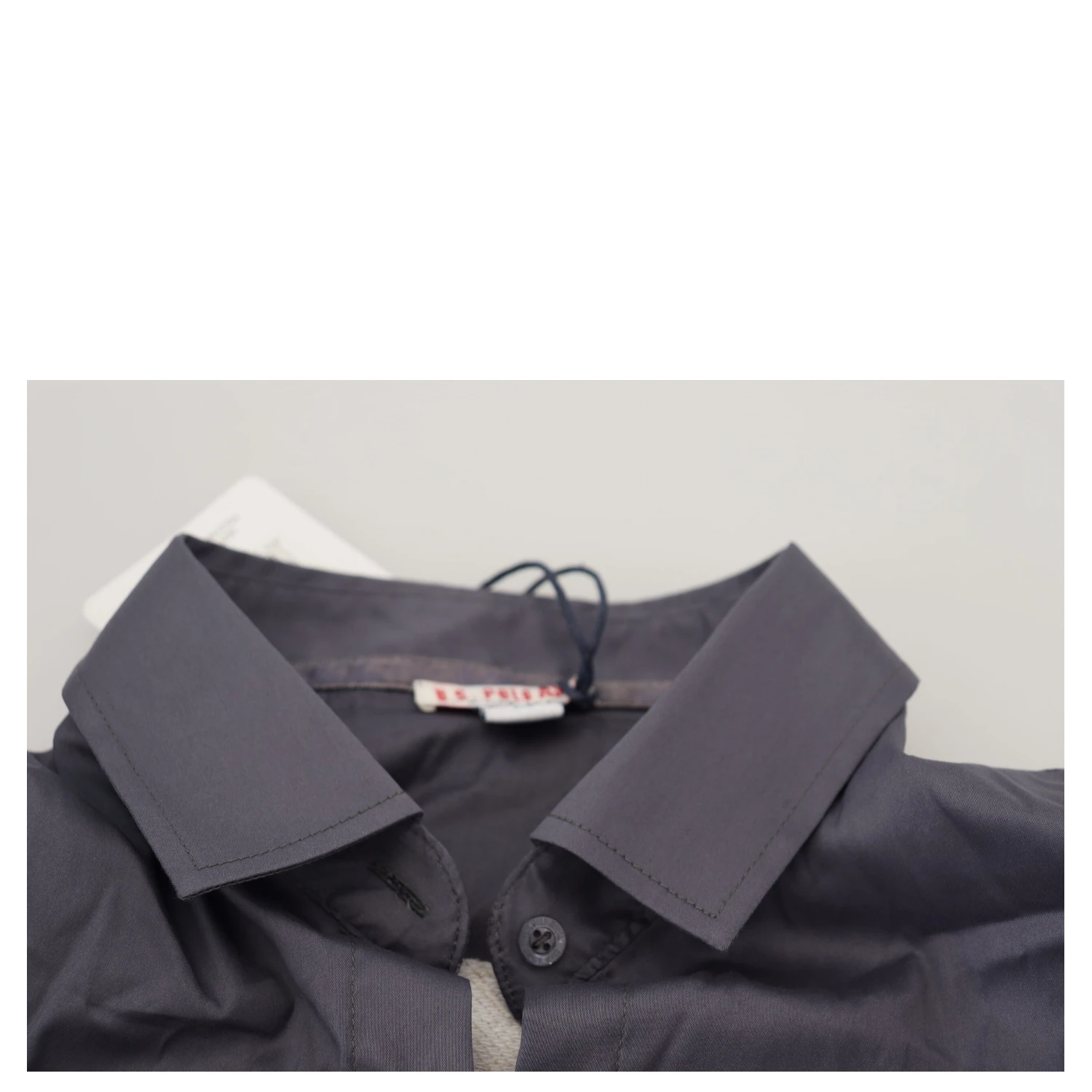 Gray Printed Long Sleeves Collared Top