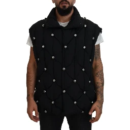 Black Sleeveless DG Metal Embellishment Jacket
