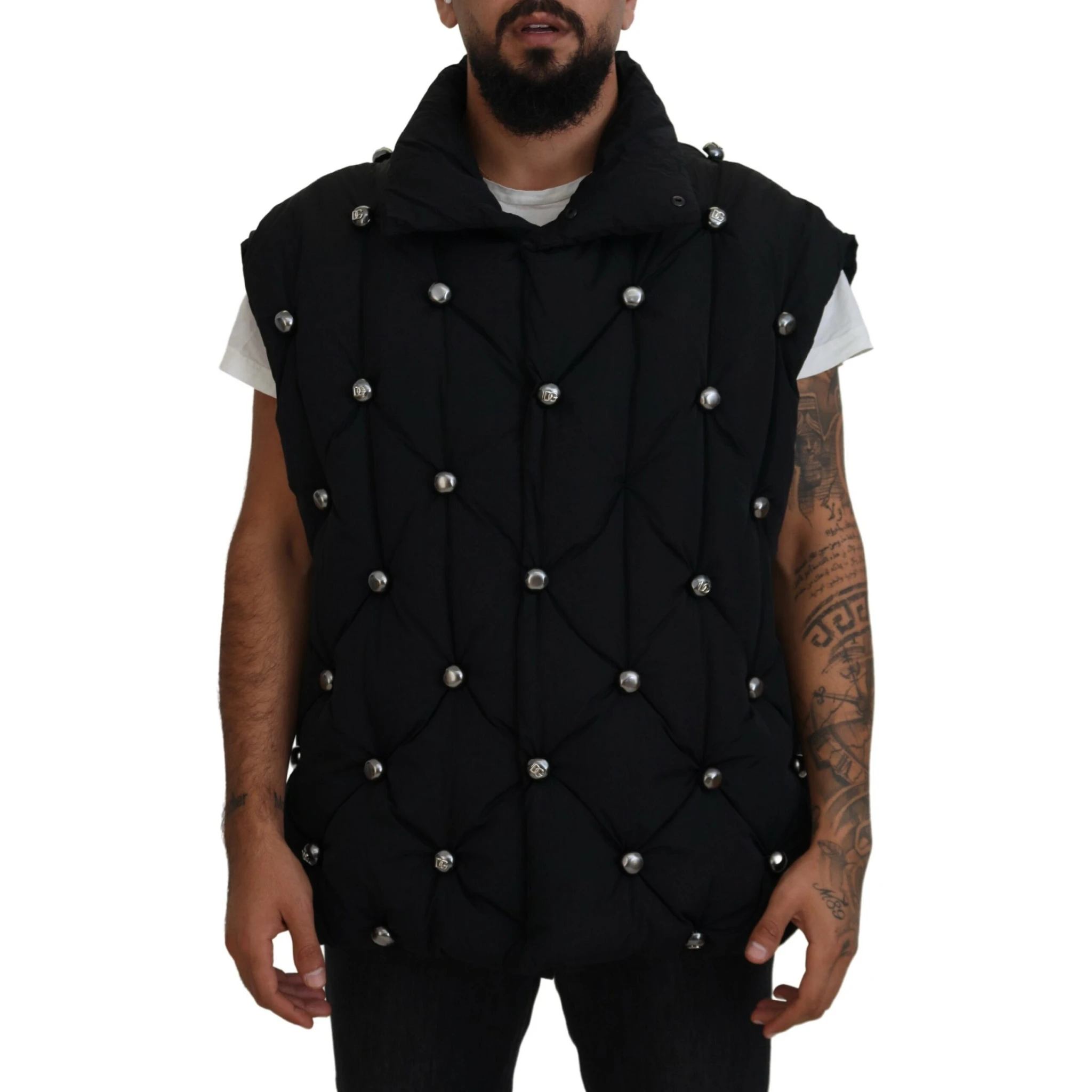 Black Sleeveless DG Metal Embellishment Jacket
