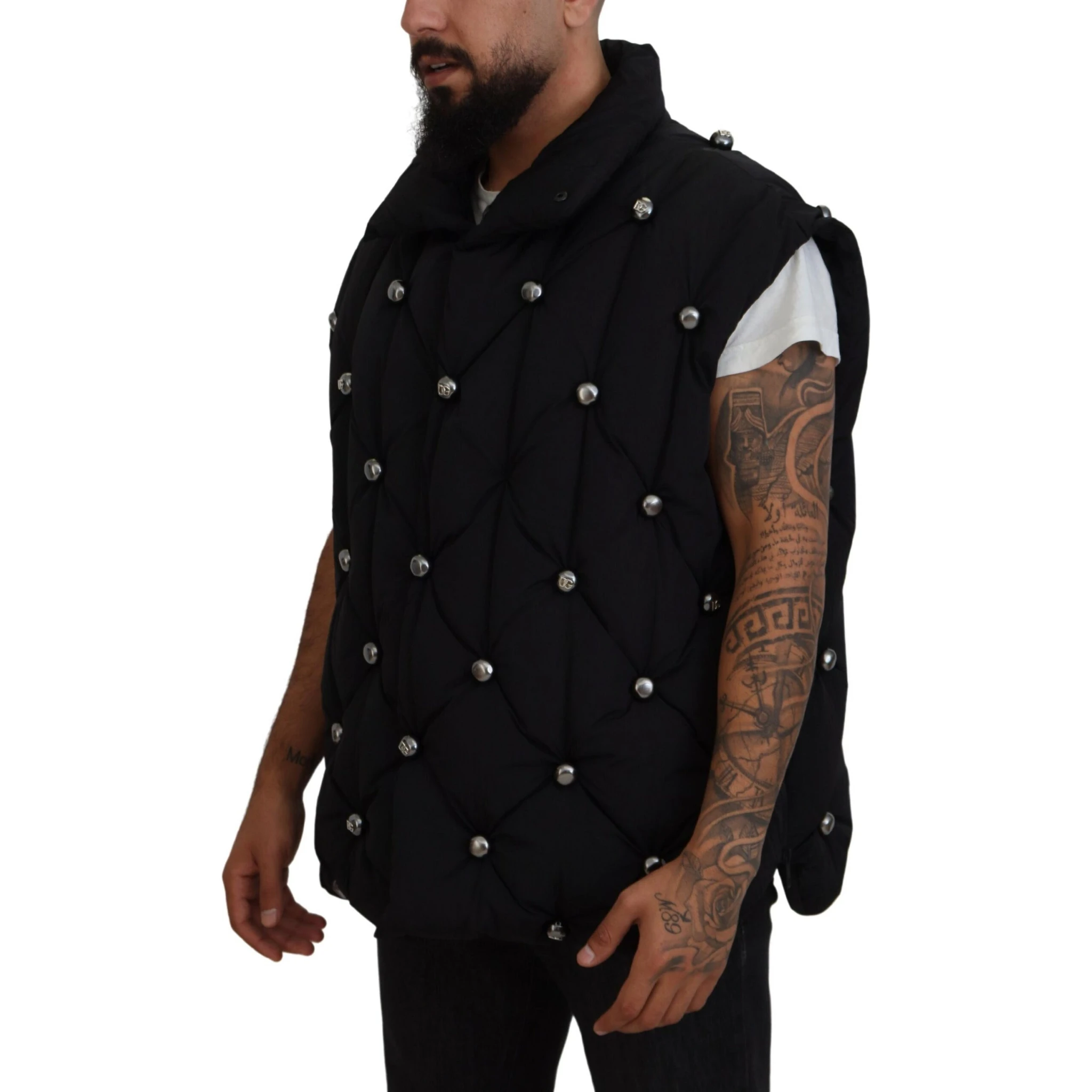 Black Sleeveless DG Metal Embellishment Jacket
