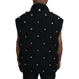 Black Sleeveless DG Metal Embellishment Jacket