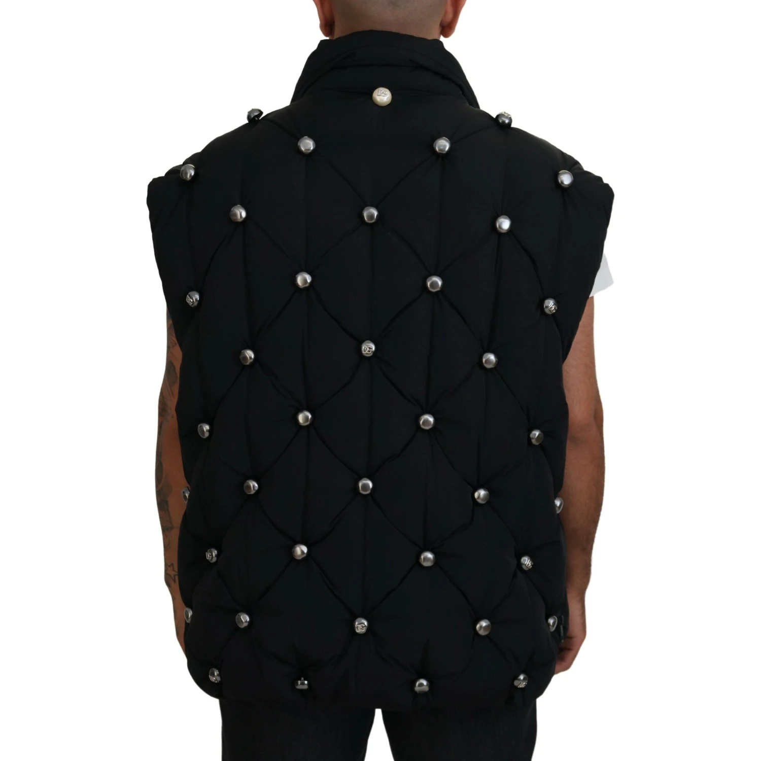 Black Sleeveless DG Metal Embellishment Jacket