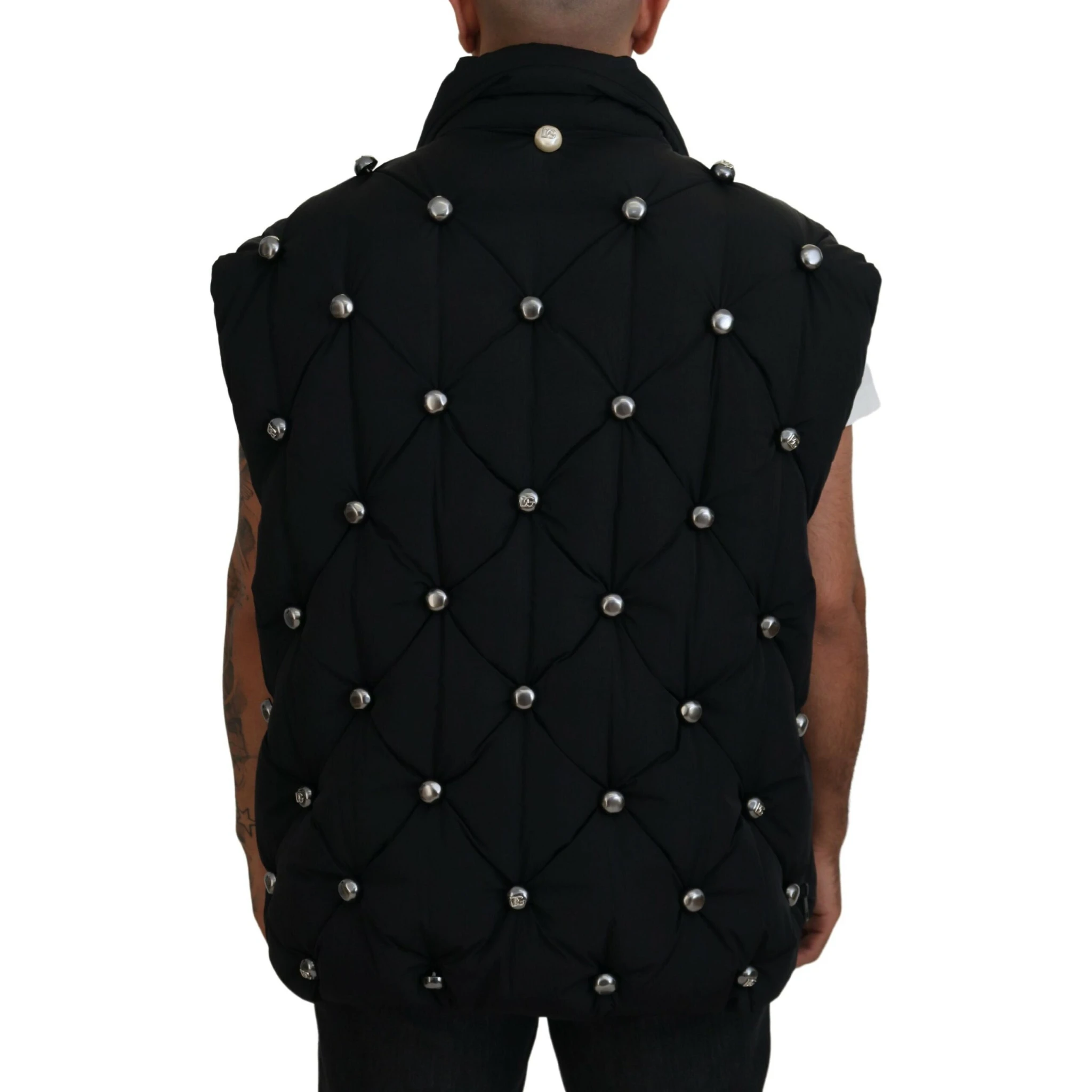 Black Sleeveless DG Metal Embellishment Jacket