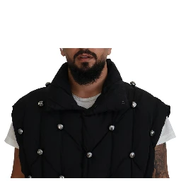 Black Sleeveless DG Metal Embellishment Jacket