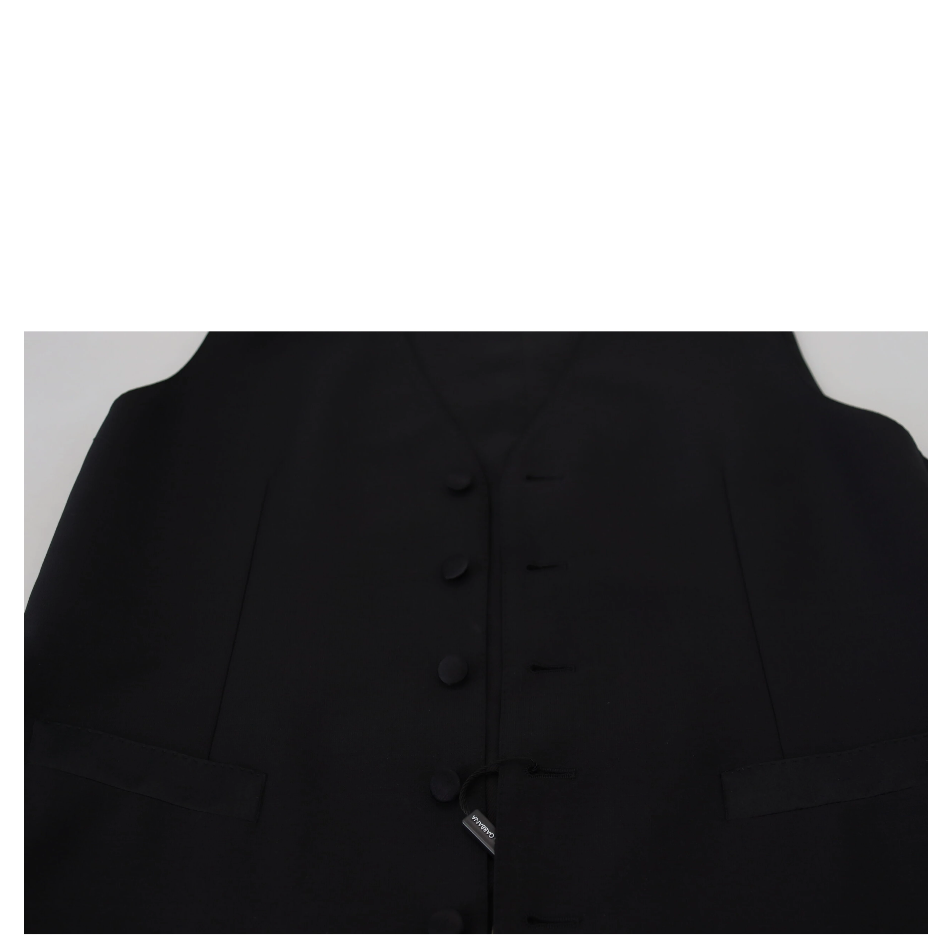 Black Virgin Wool Waistcoat Formal Vest