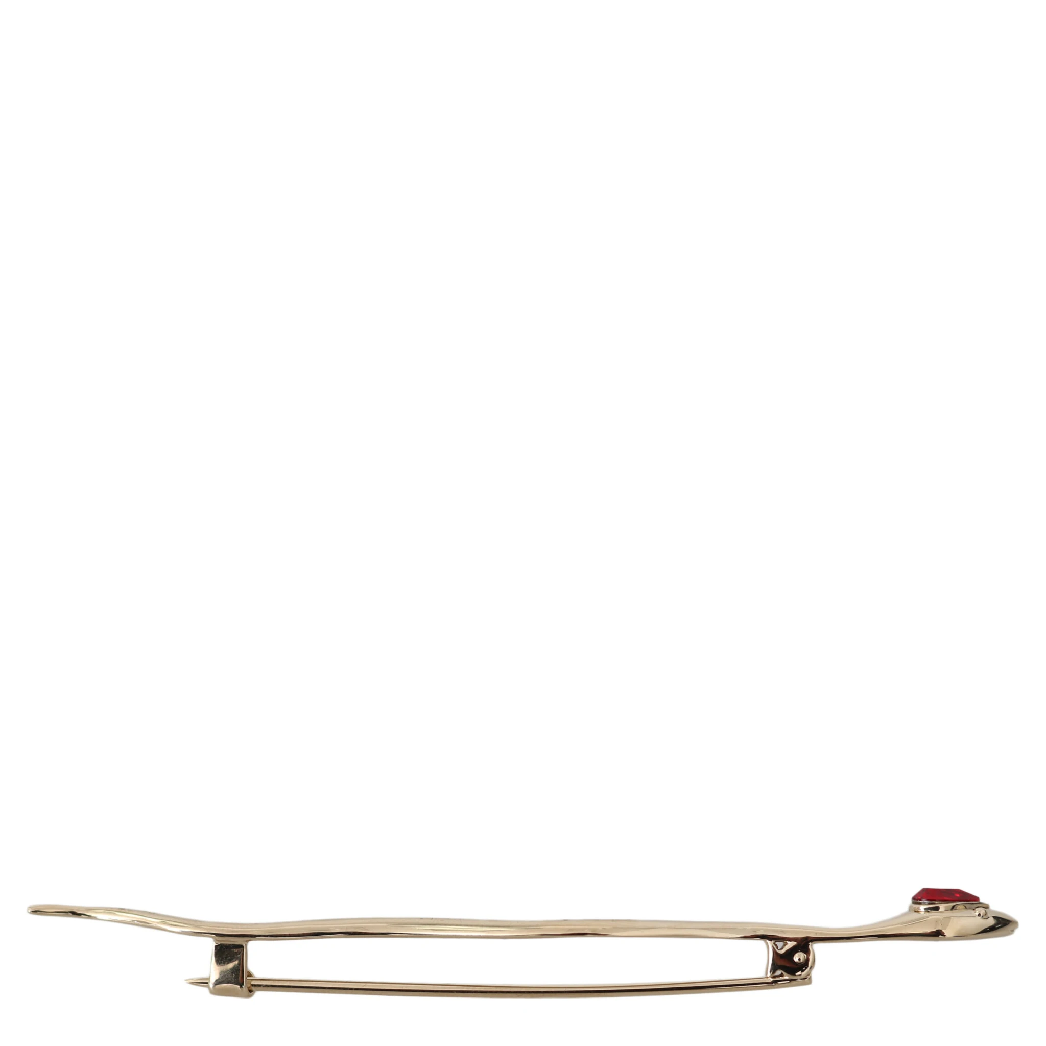 Silver Brass Crystal Spilla Serpente Brooch Pin