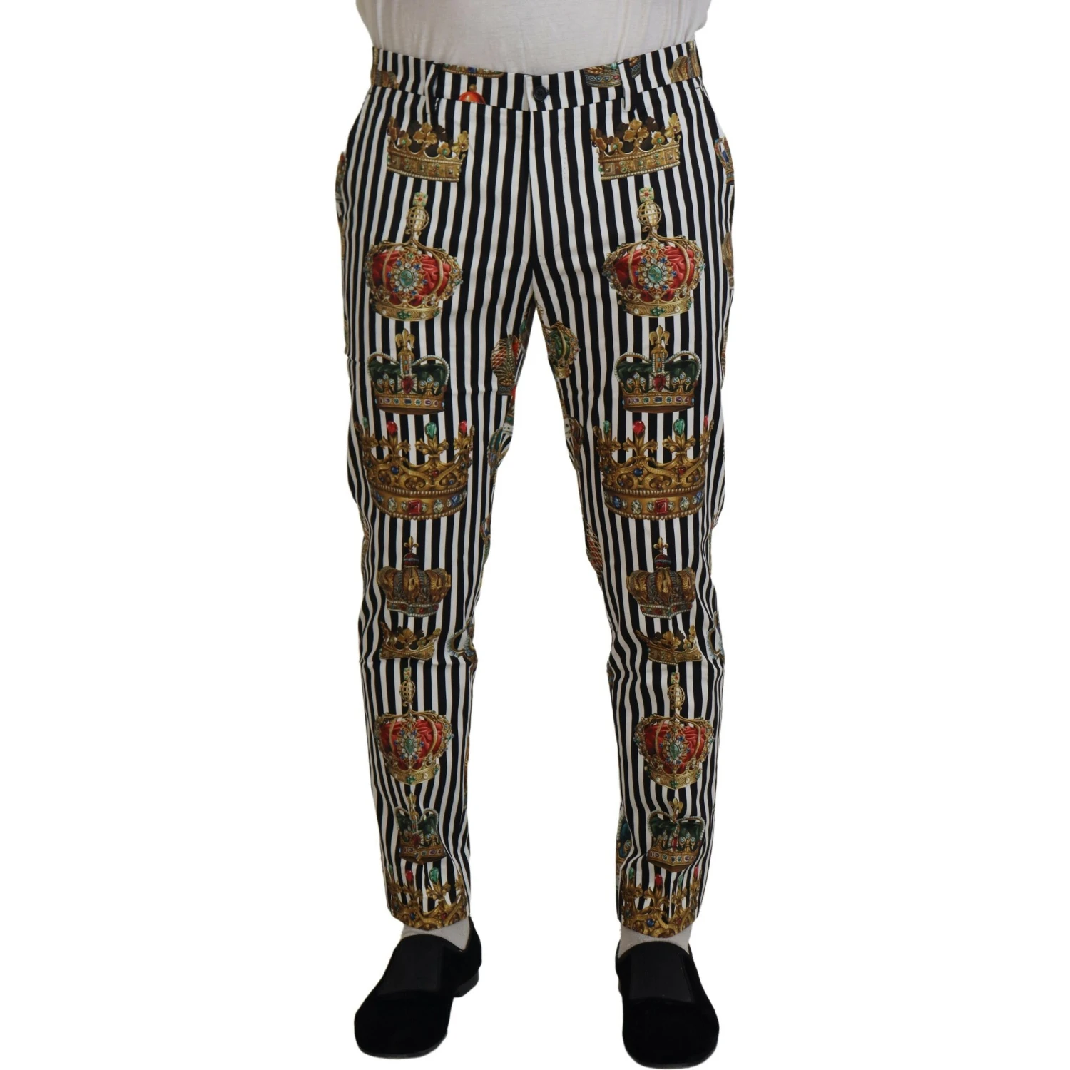 White Cotton Stretch Crown Trouser Pants