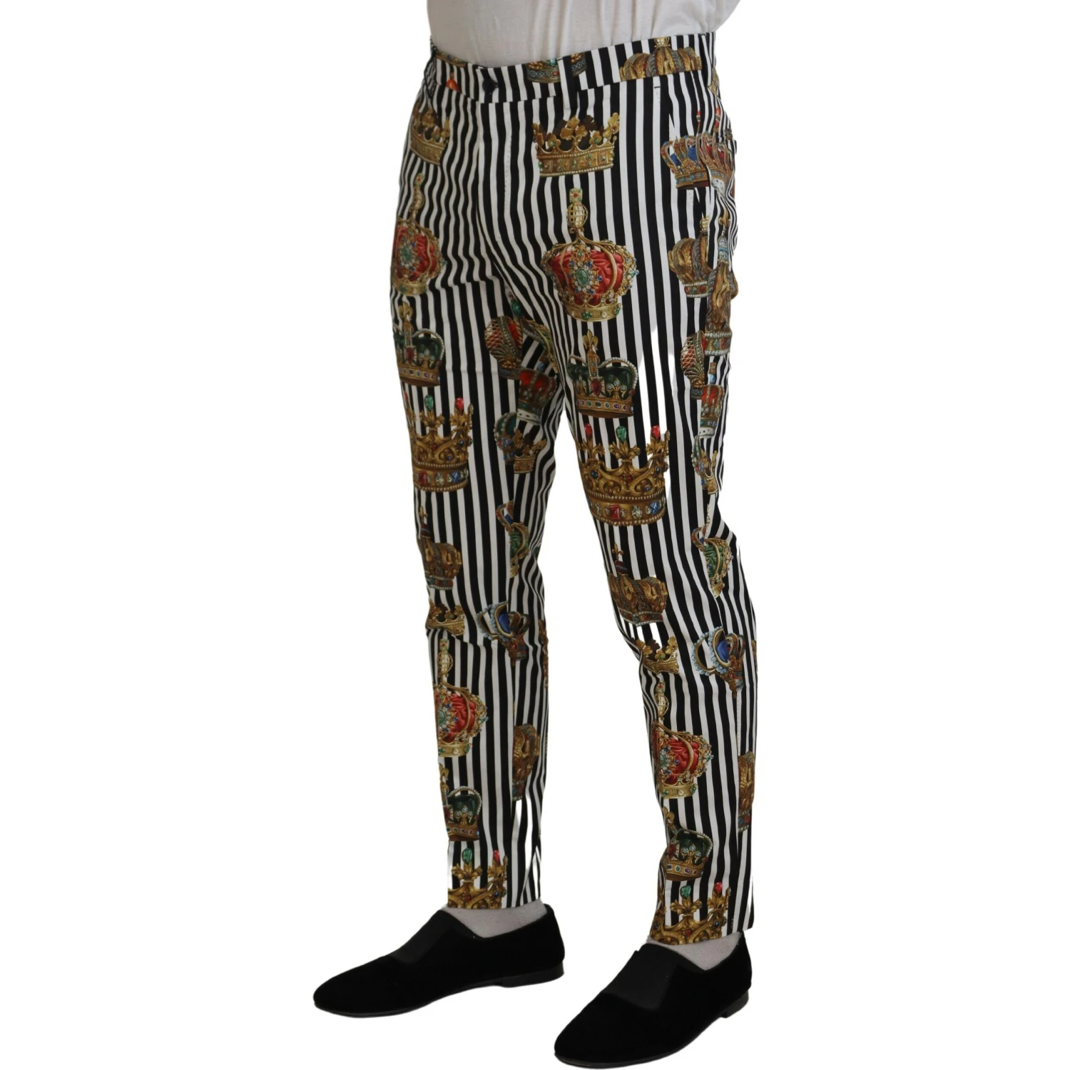 White Cotton Stretch Crown Trouser Pants