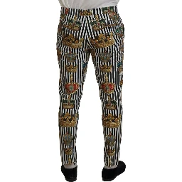 White Cotton Stretch Crown Trouser Pants