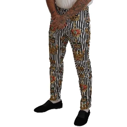 White Cotton Stretch Crown Trouser Pants