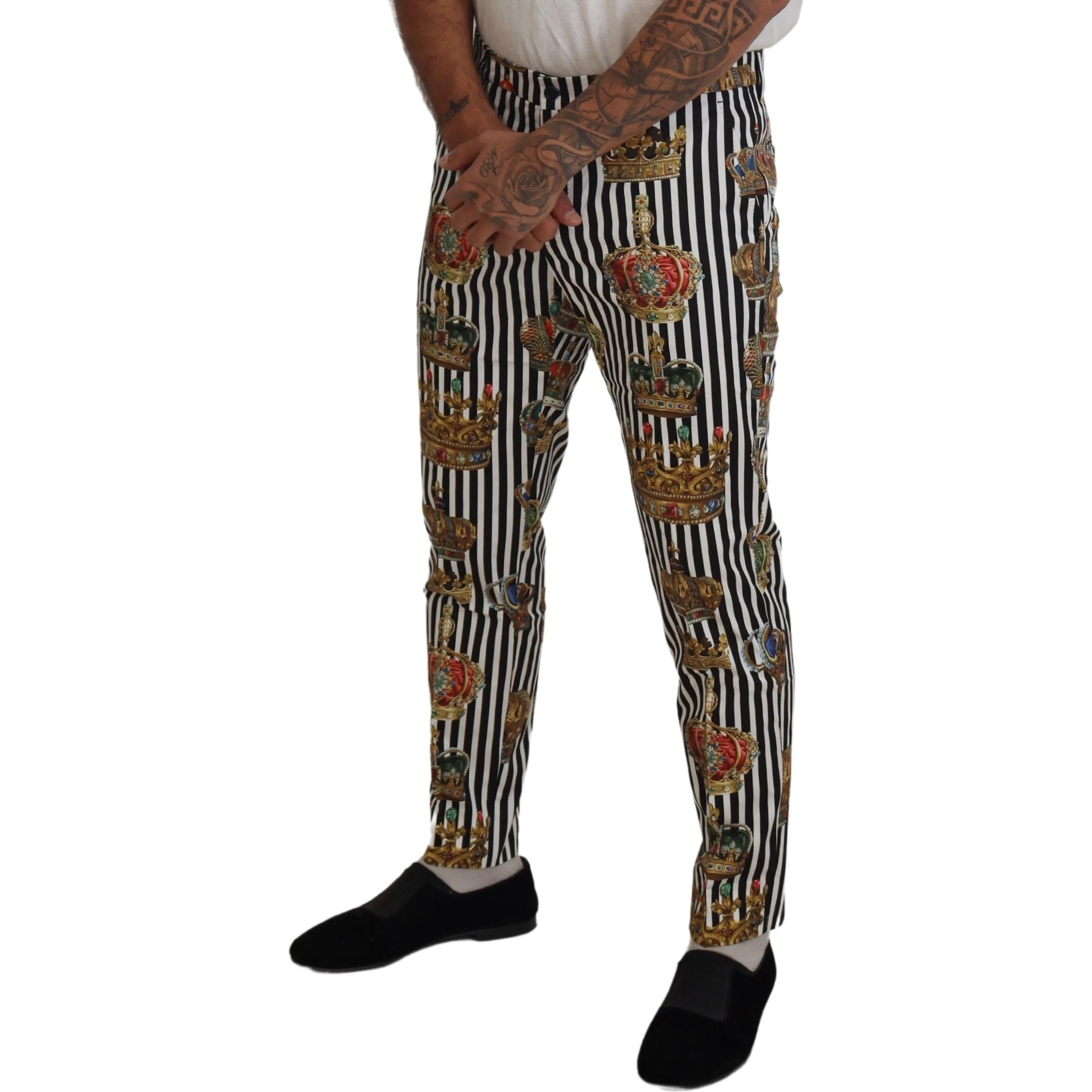 White Cotton Stretch Crown Trouser Pants