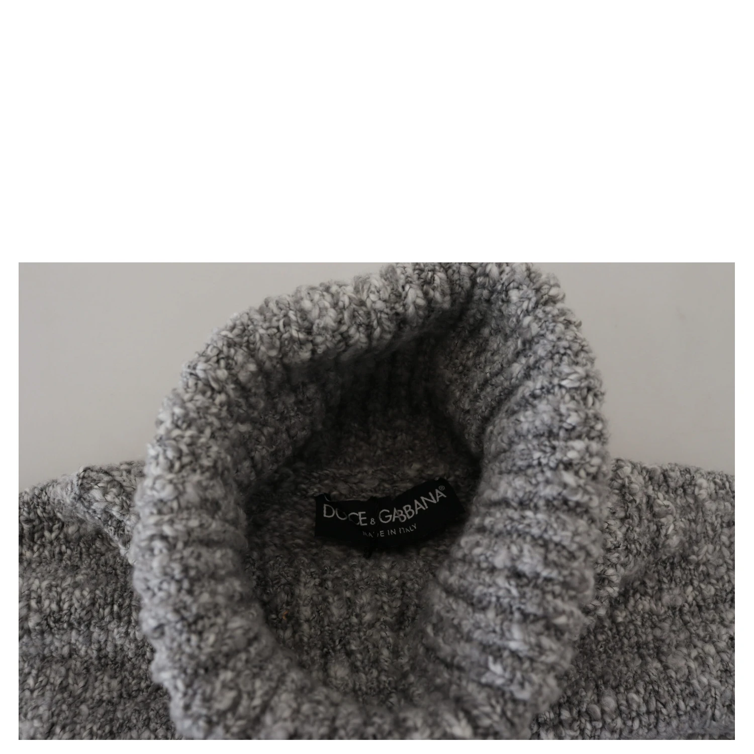 Gray Wool Knit Turtleneck Pullover Sweater