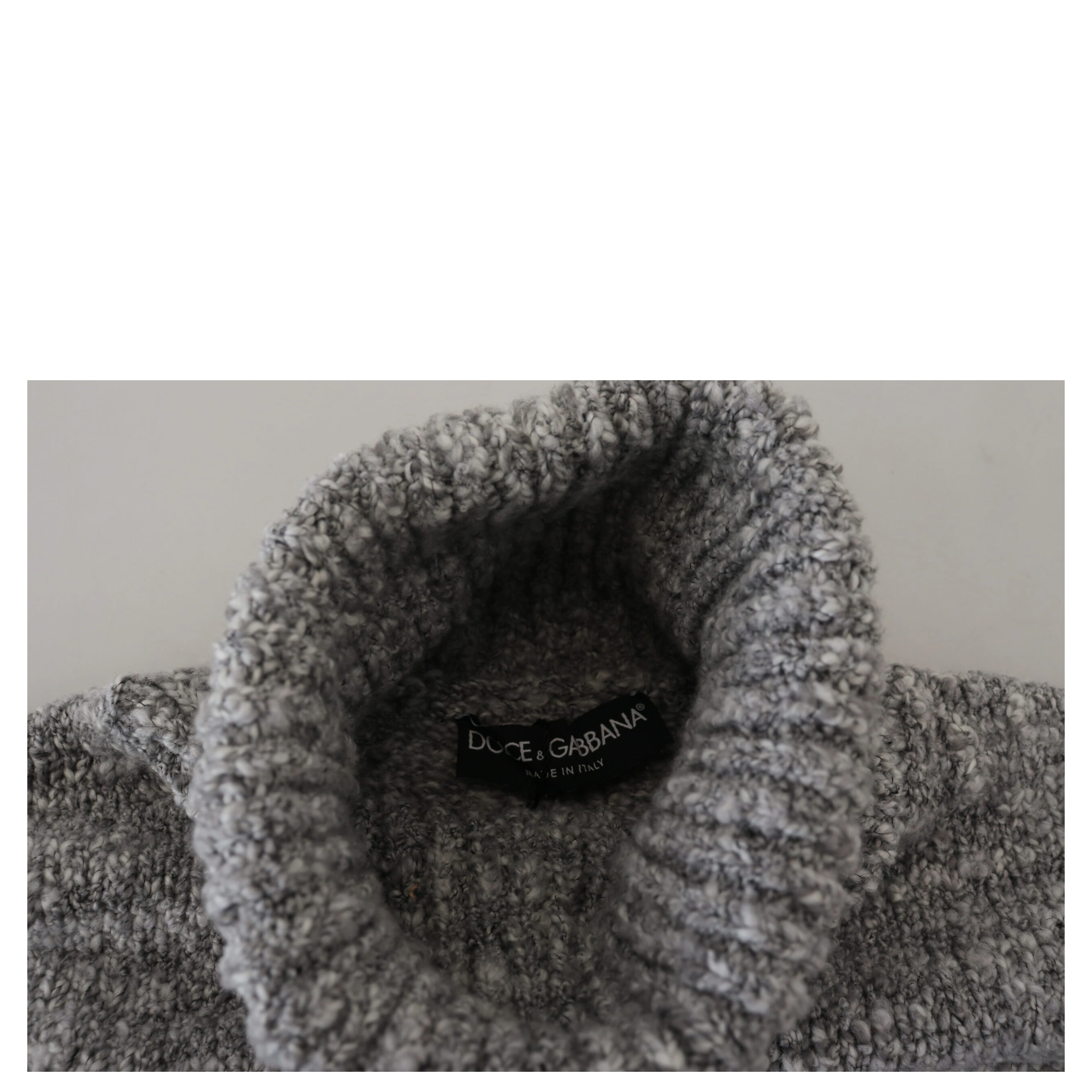 Gray Wool Knit Turtleneck Pullover Sweater