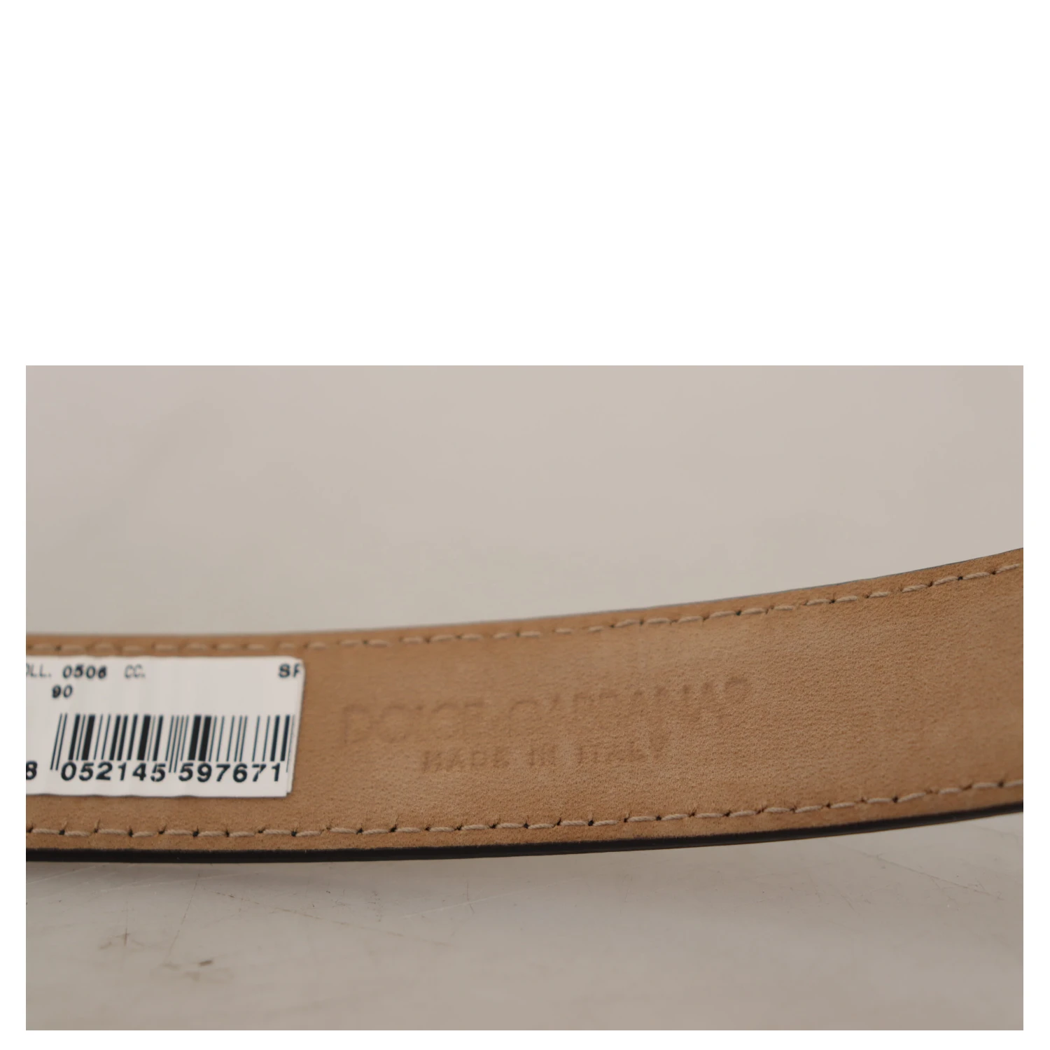 Black Calf Leather Logo Engraved Metal Buckle Belt