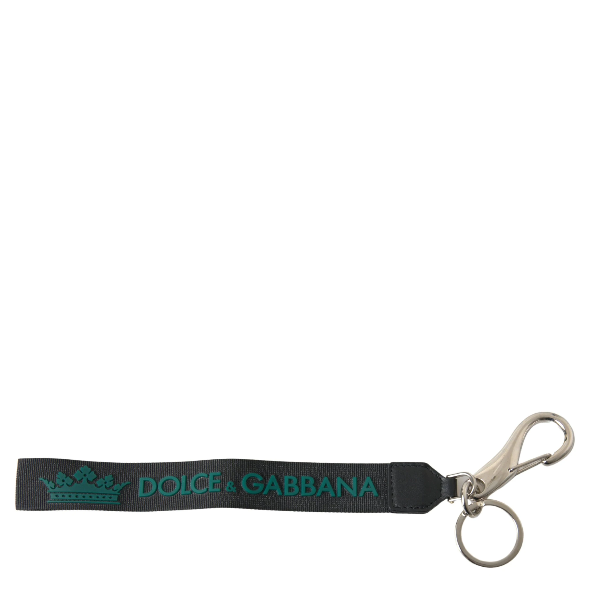 Black DG Logo Rubber Silver Tone Metal Keychain