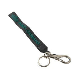 Black DG Logo Rubber Silver Tone Metal Keychain