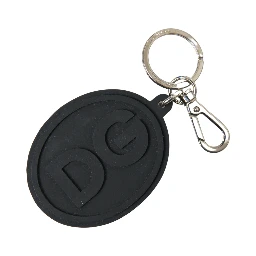 Black Rubber DG Logo Silver Brass Metal Keychain