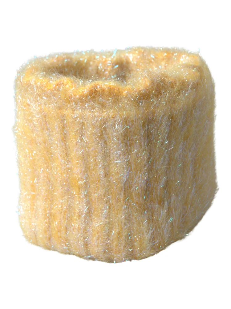 Yellow Polyester Mohair Fiber Neck Wrap Scarf