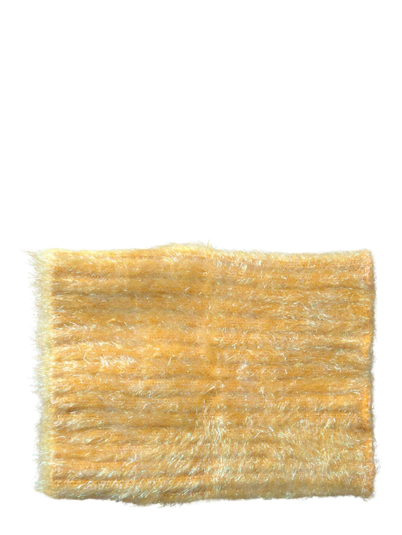 Yellow Polyester Mohair Fiber Neck Wrap Scarf