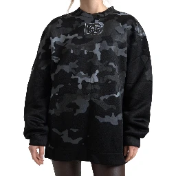 Black Camouflage Round Neck Sweatshirt Sweater