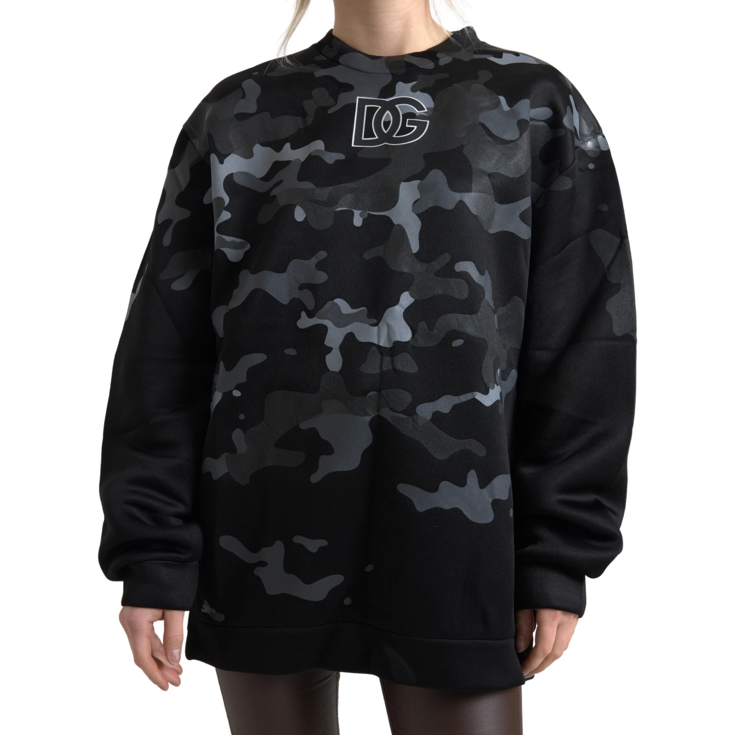 Black Camouflage Round Neck Sweatshirt Sweater