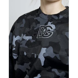 Black Camouflage Round Neck Sweatshirt Sweater