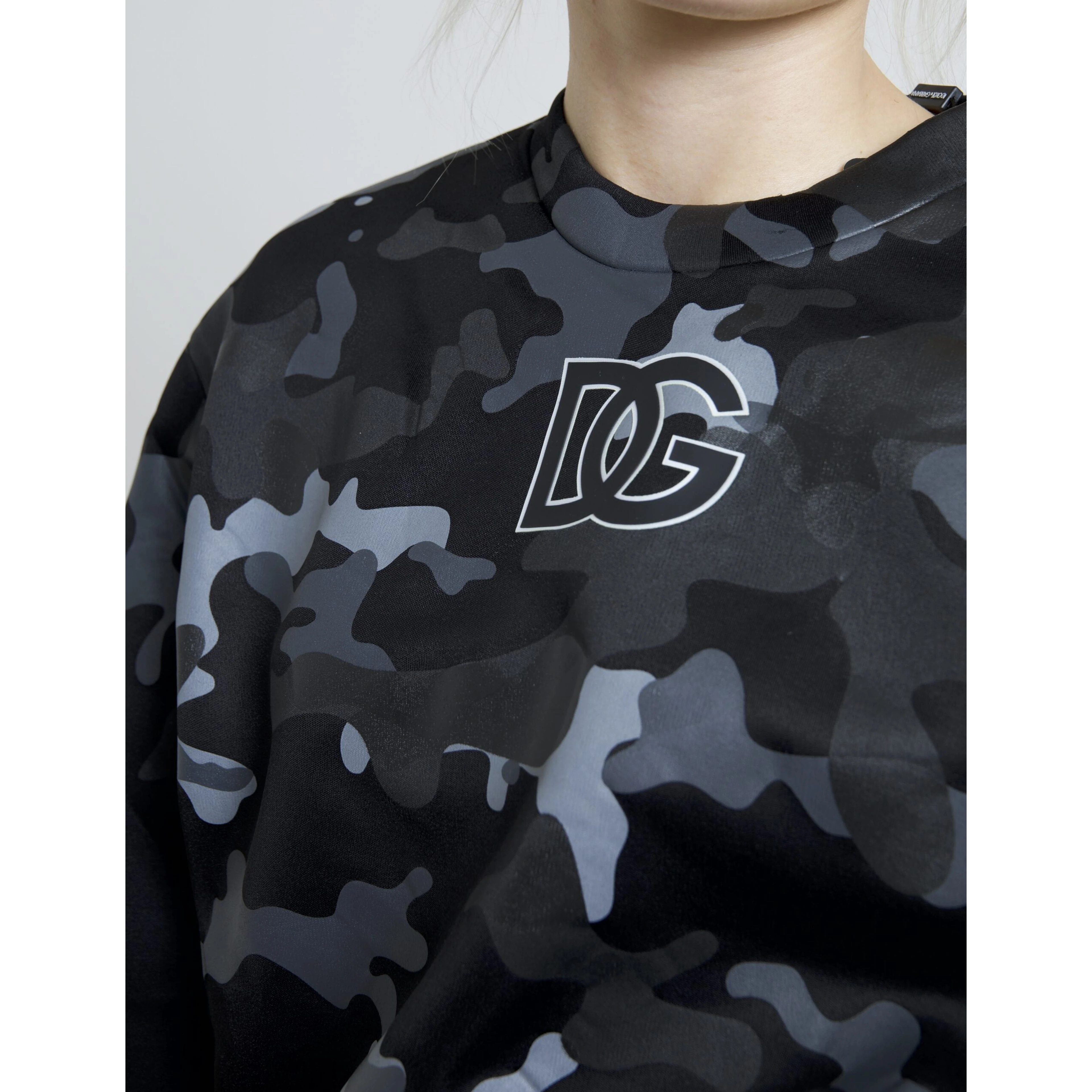 Black Camouflage Round Neck Sweatshirt Sweater