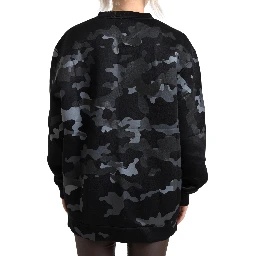 Black Camouflage Round Neck Sweatshirt Sweater