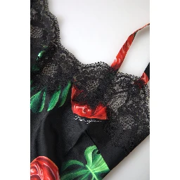 Black Anthurium Print Silk Camisole Top Underwear