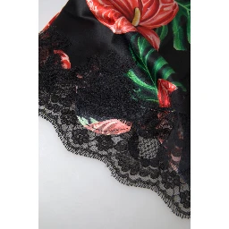 Black Anthurium Print Silk Camisole Top Underwear
