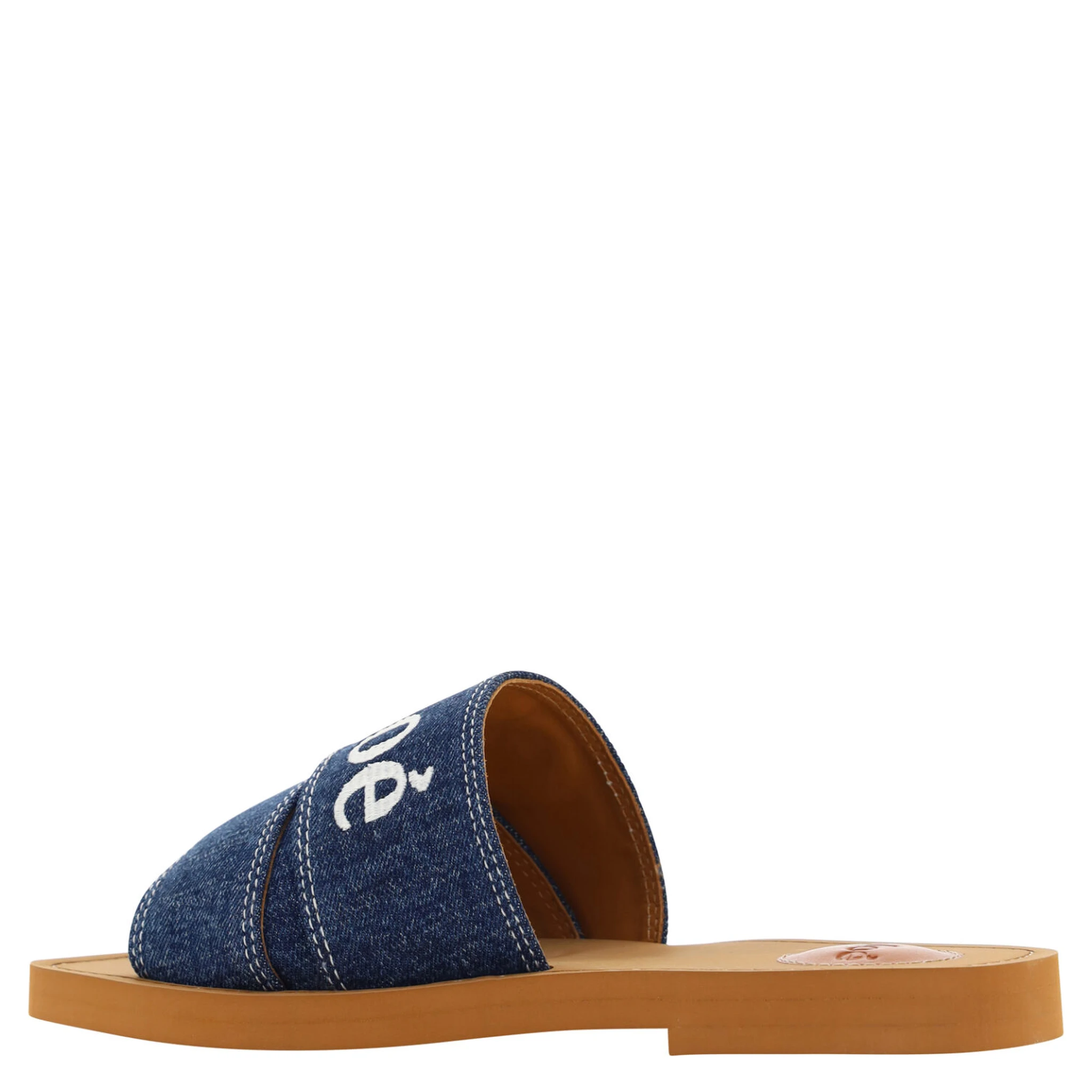 Denim Blue Cotton Slides Woody Sandals