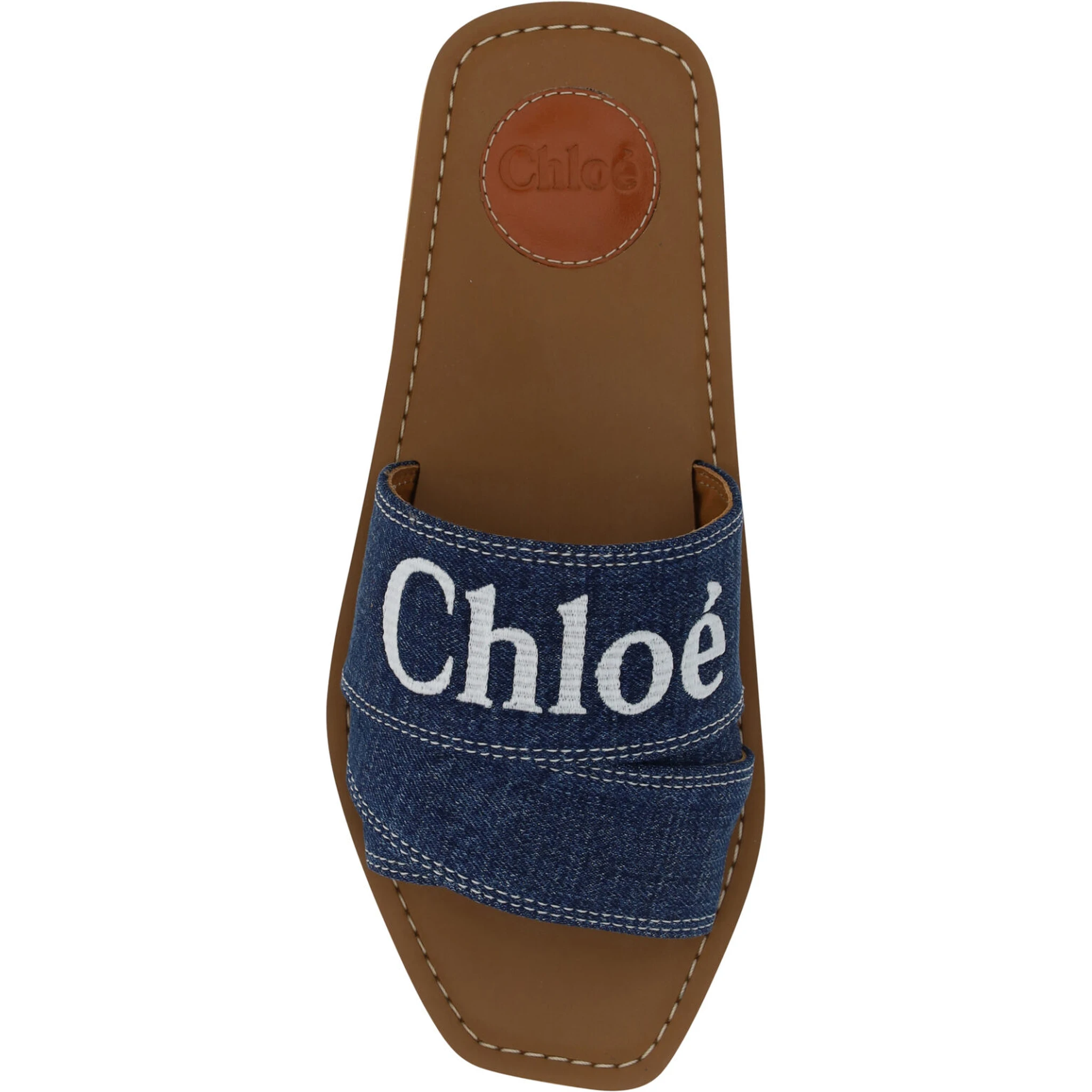 Denim Blue Cotton Slides Woody Sandals