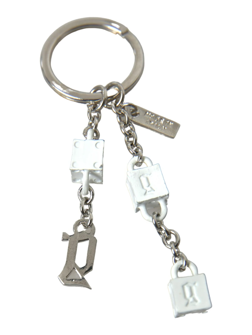 Silver Tone Metal DG Logo Engraved Keyring Keychain