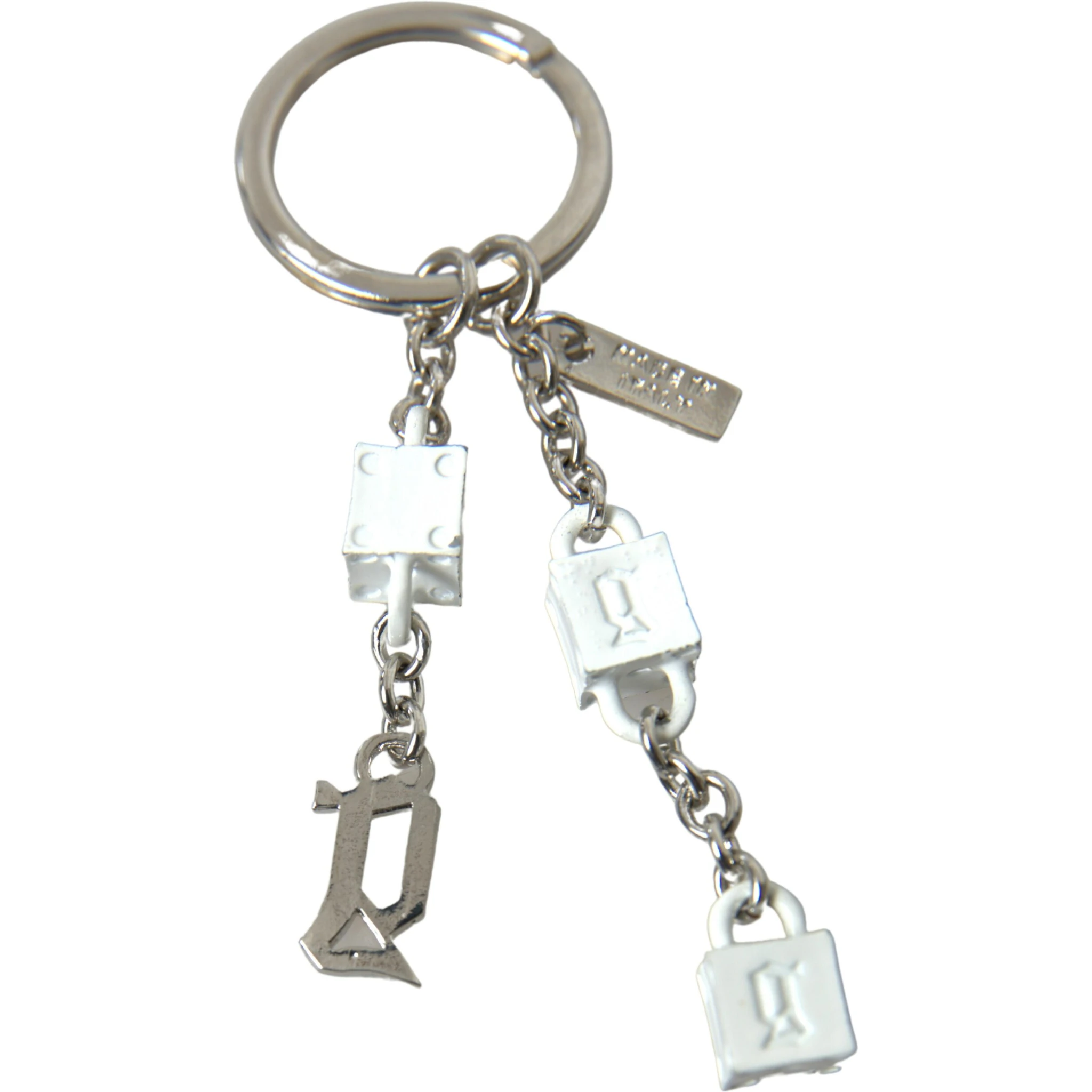 Silver Tone Metal DG Logo Engraved Keyring Keychain