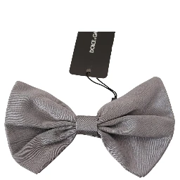 Bow Tie Men Silver Gray Silk Adjustable Neck Papillon
