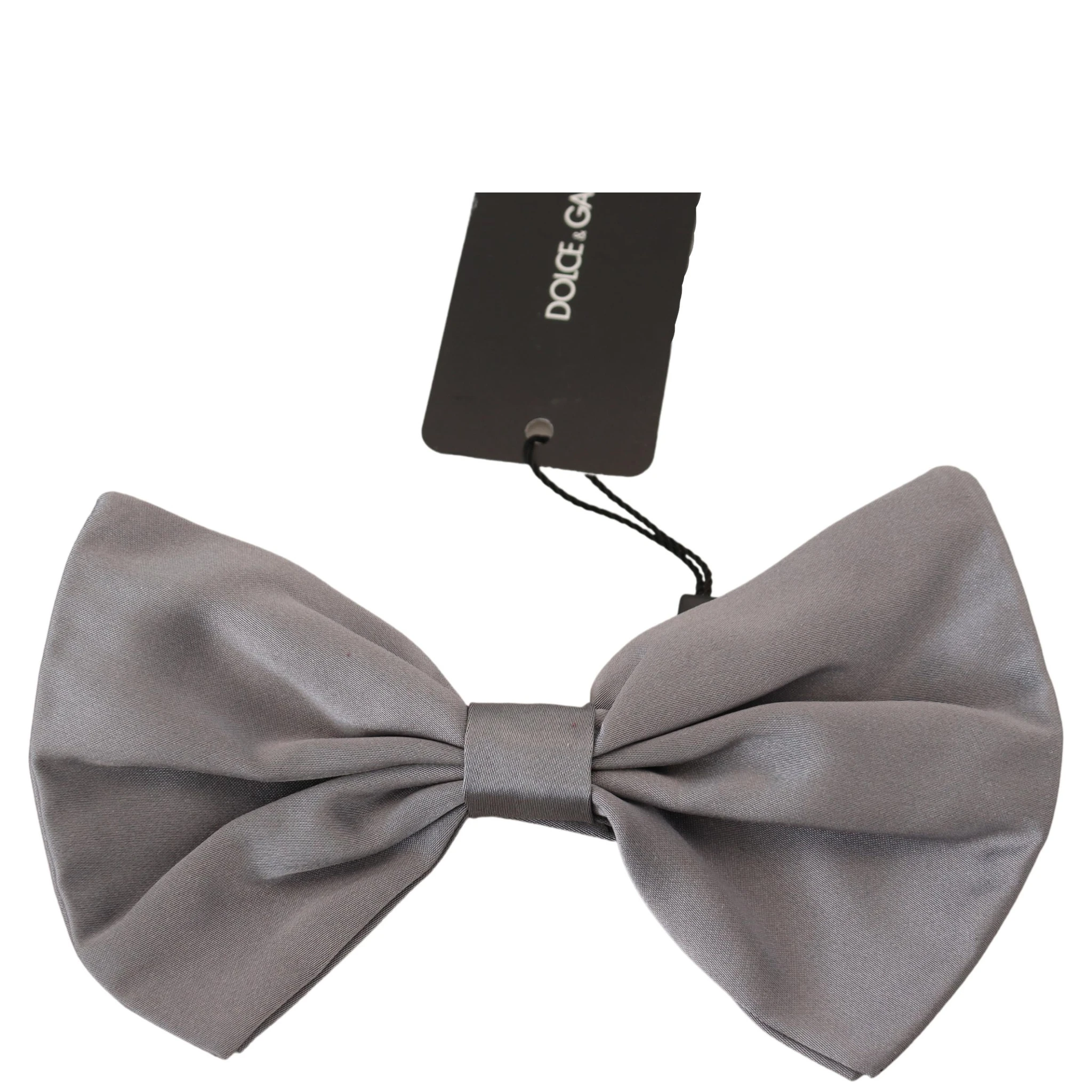 Bow Tie Men Silver Gray Silk Adjustable Neck Papillon