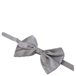 Bow Tie Men Silver Gray Silk Adjustable Neck Papillon