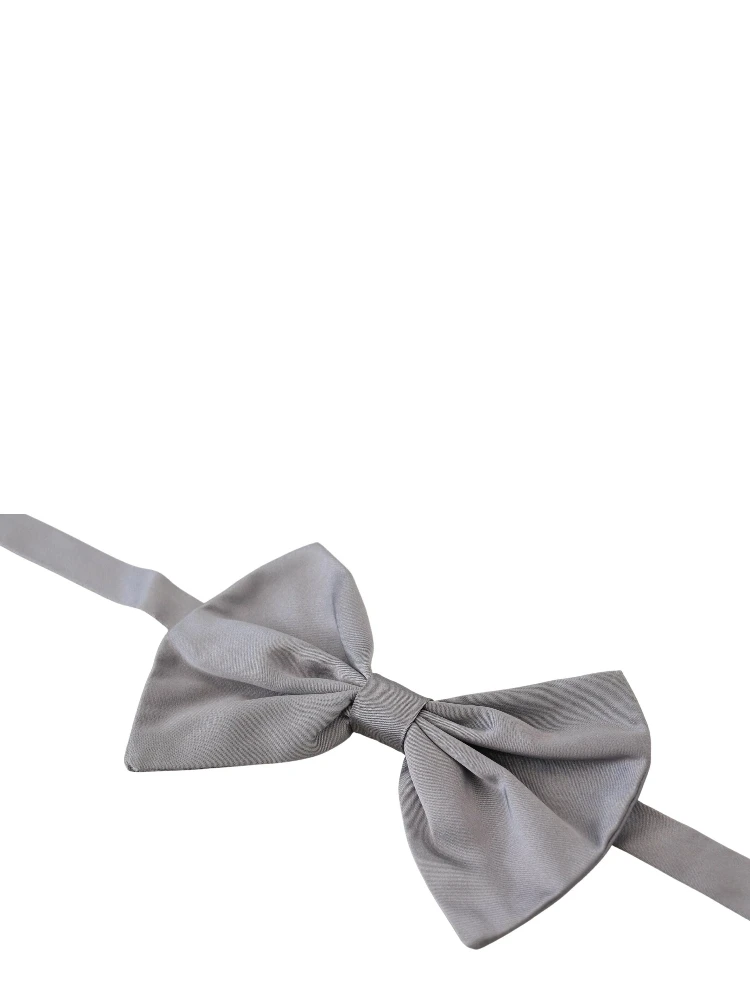 Bow Tie Men Silver Gray Silk Adjustable Neck Papillon alternative