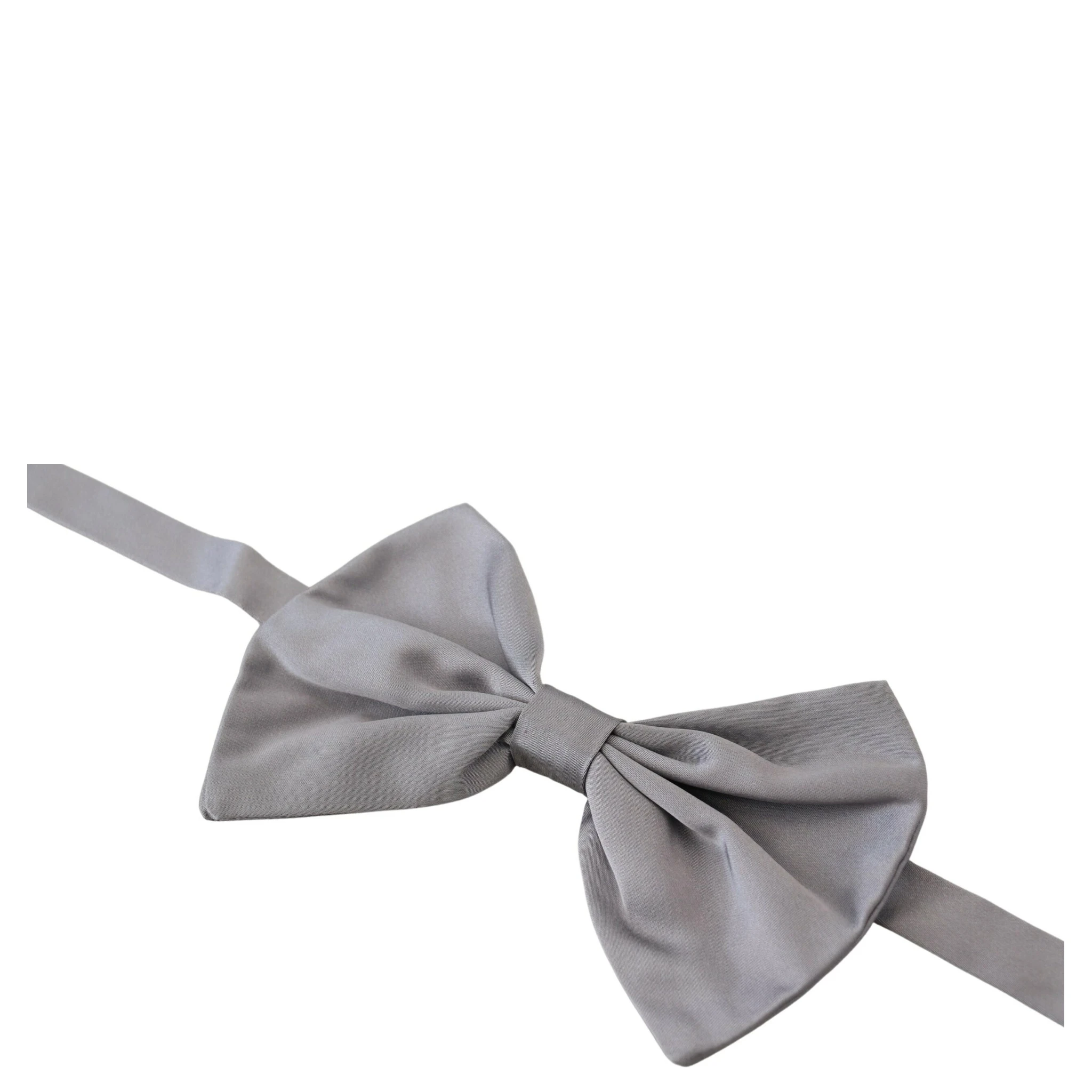 Bow Tie Men Silver Gray Silk Adjustable Neck Papillon