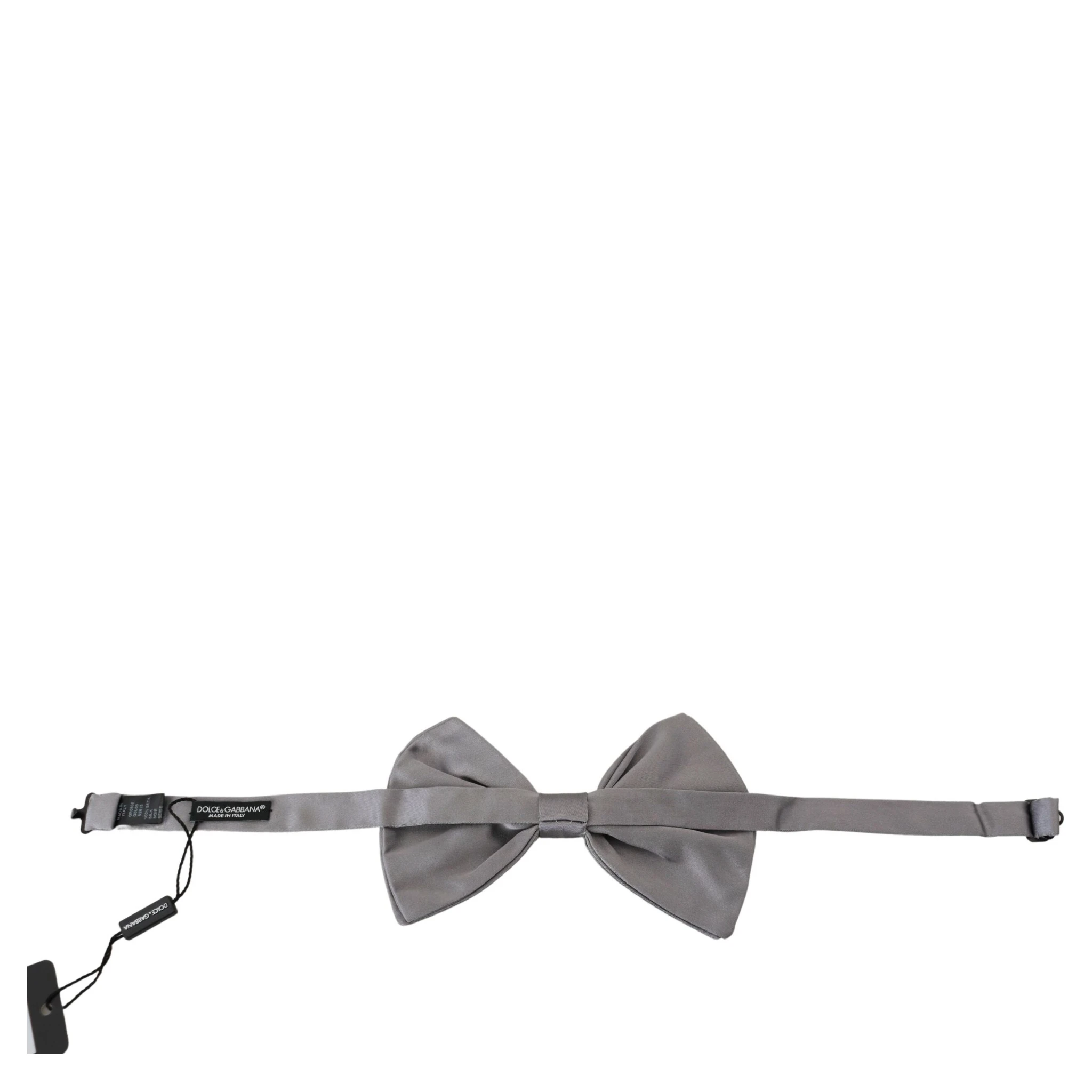 Bow Tie Men Silver Gray Silk Adjustable Neck Papillon